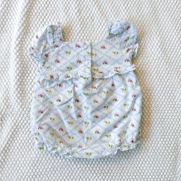 Janie & Jack Lily Floral Smocked Romper - 0-3 months - Picture 2 of 5